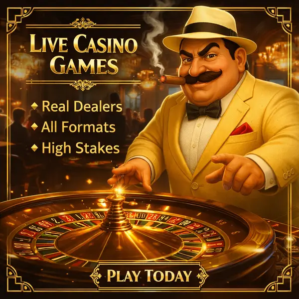 Golden Mister 777 live casino with roulette action at bustling tables.