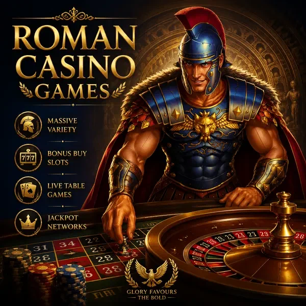 Maximus obstawiający zakład przy stole ruletki Roman Casino Games w złotej zbroi