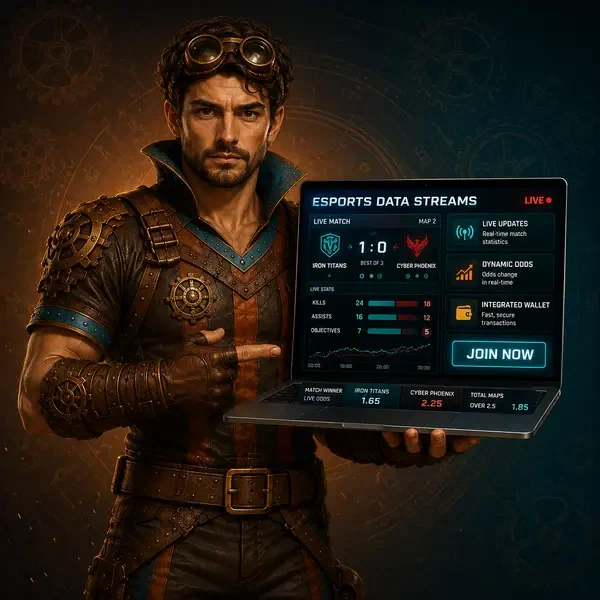 Ironclad Adventurer analyzující datové toky esportů na notebooku na herní aréně VinciSpin