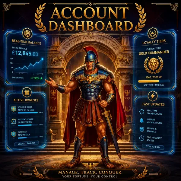 Maximus dowodzący portalem logowania w Panelu Konta Kasyna Roman z holograficznymi danymi