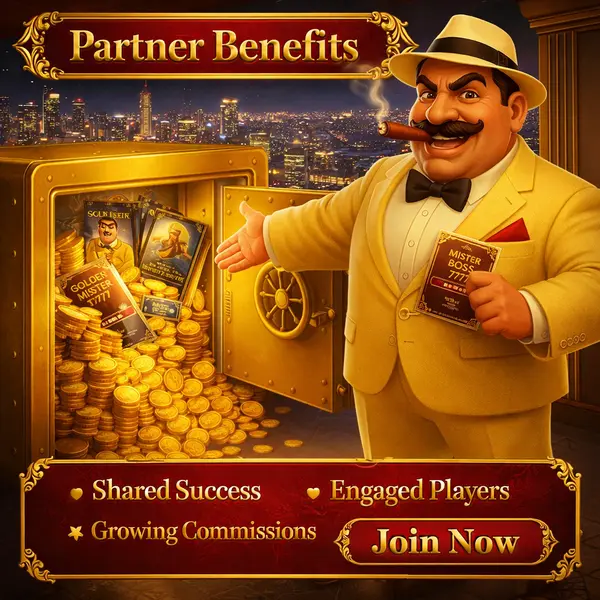 Golden Mister 777 affiliate program promising shared success with lucrative partner benefits.