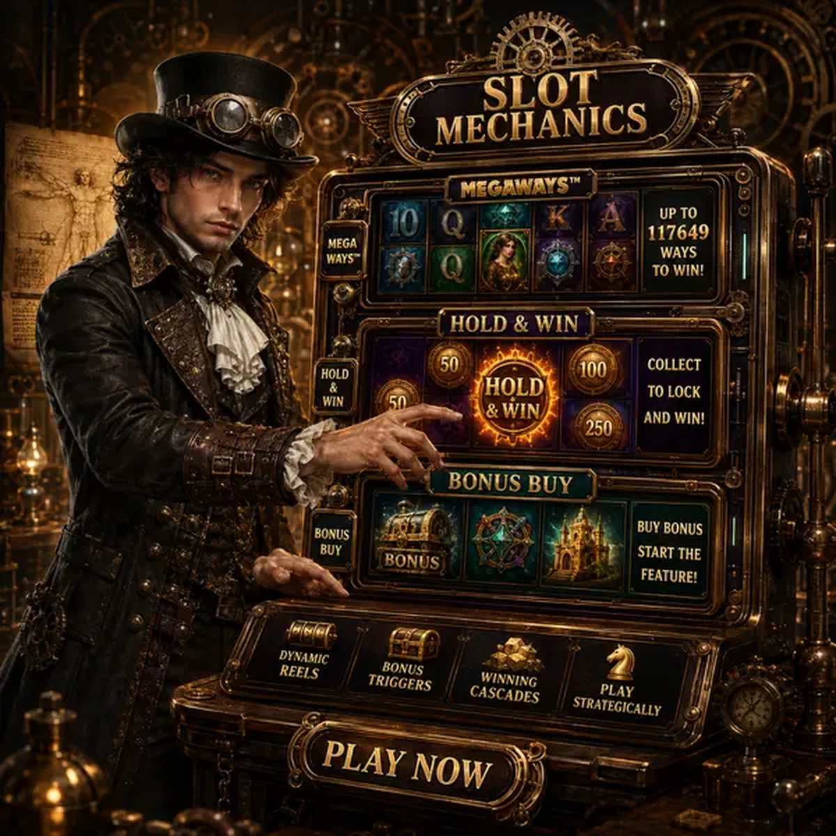 Jonge Da Vinci ontdekt innovatieve gokkastenmechanismen bij VinciSpin steampunk-werkplaats