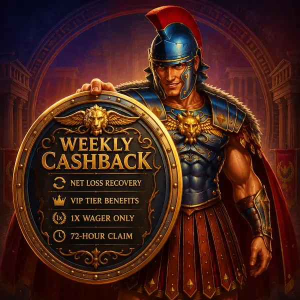 Maximus prezentuje tarczę Tygodniowego Rytmu Cashback oferującą ochronę bonusową na arenie rzymskiej